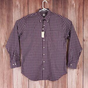 NWT Peter Millar Mens Size Large Long Sleeve Button Down Shirt Plaid Maroon